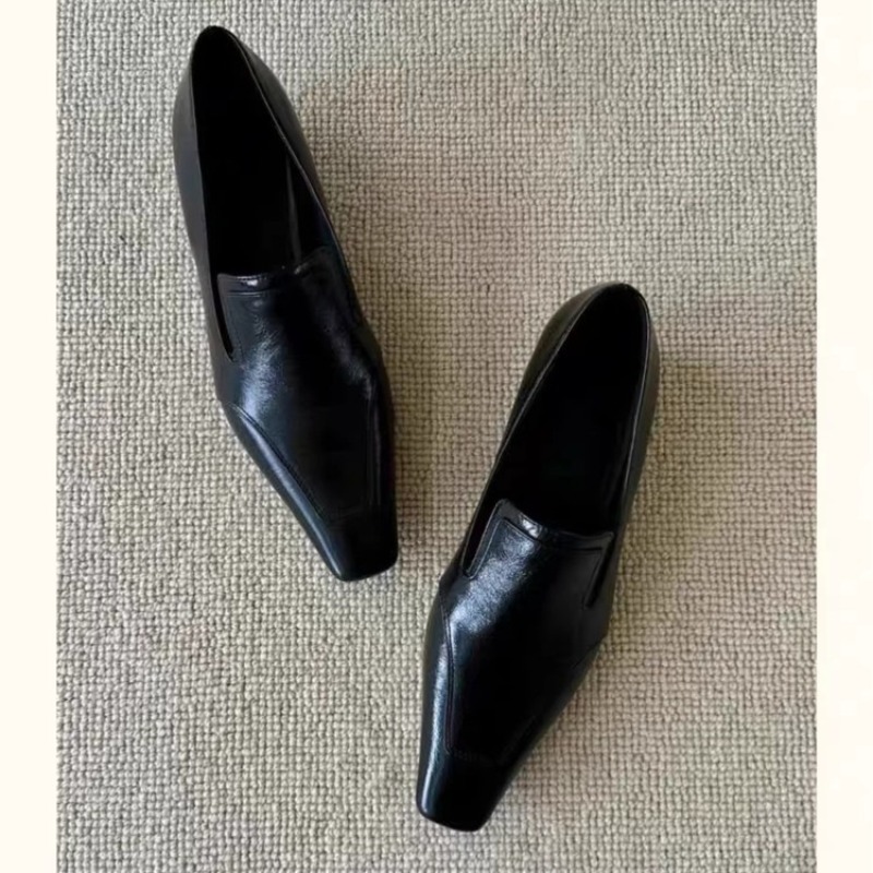 Women Shoes With Heels - Retro Square Toe Deep Mouth Slip-on