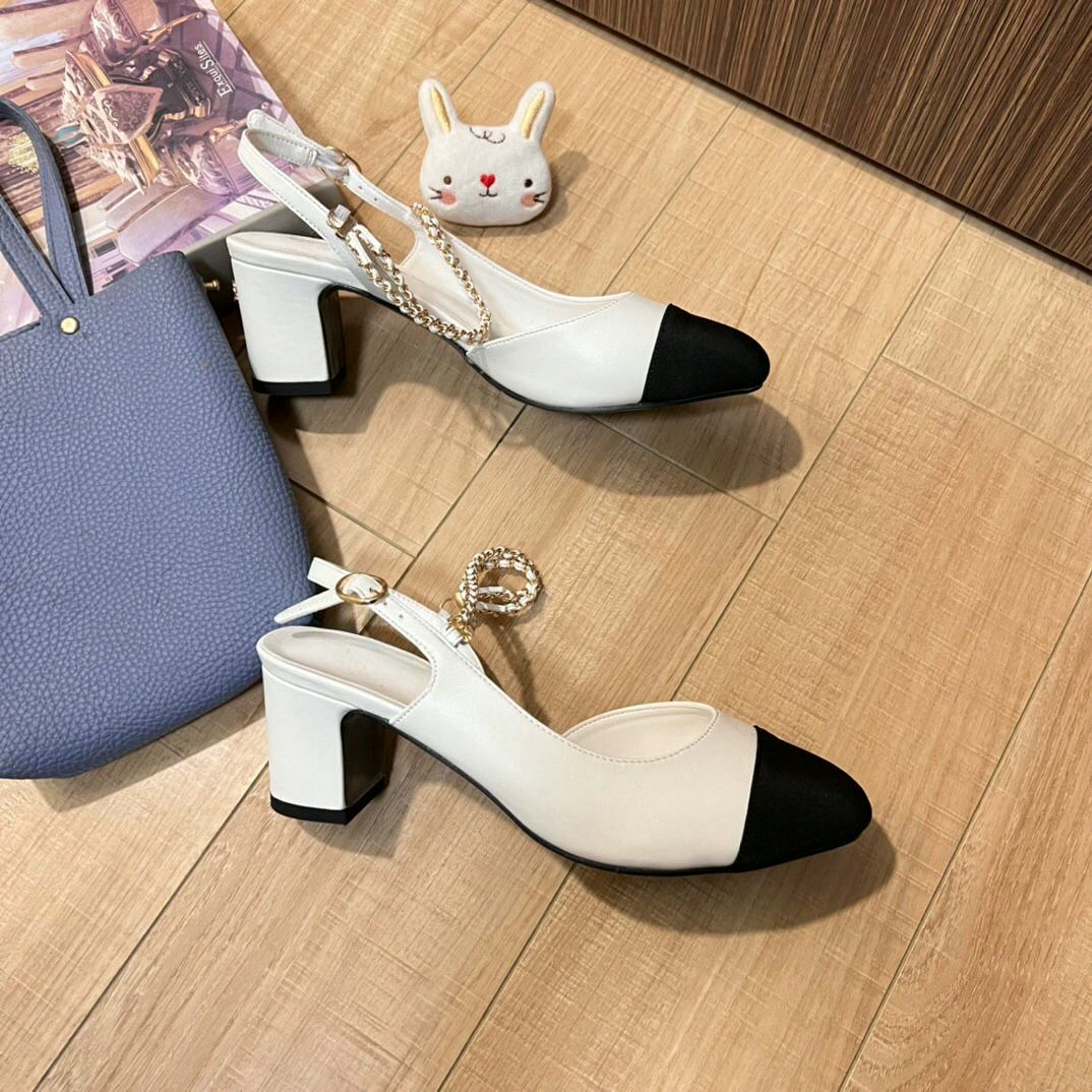 Women Shoes Sandals - Women Slingback Pumps Two Tone Black