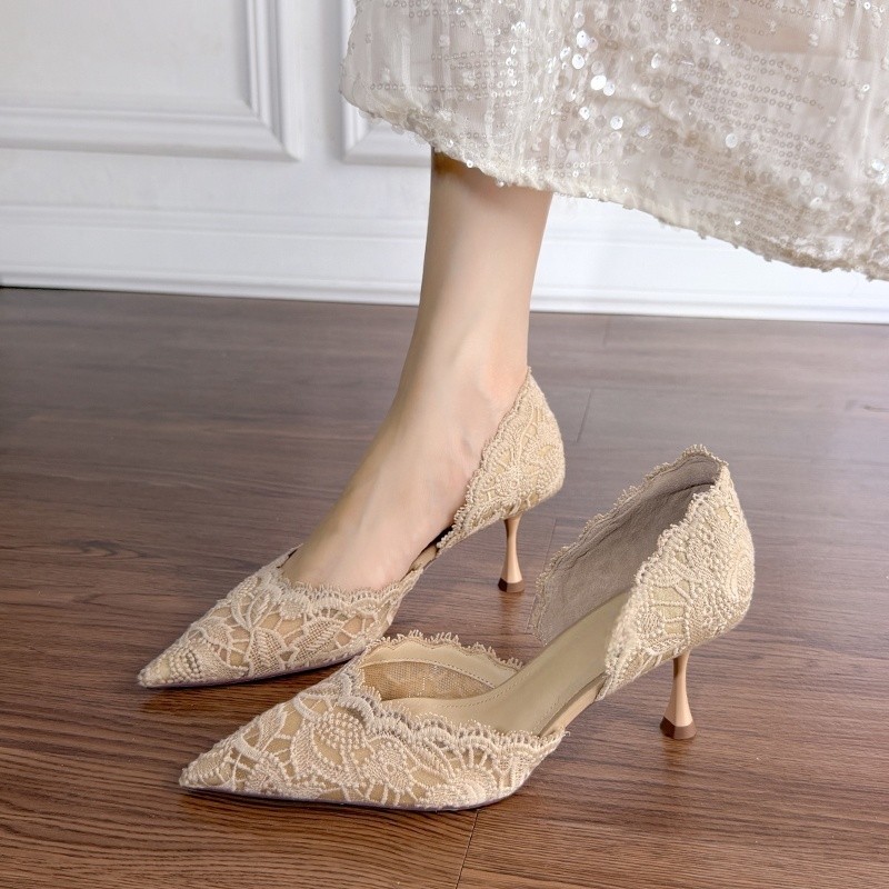 Lace Pointed Toe High Heels Wo - Women Shoes With Heels ulasan dan harga
