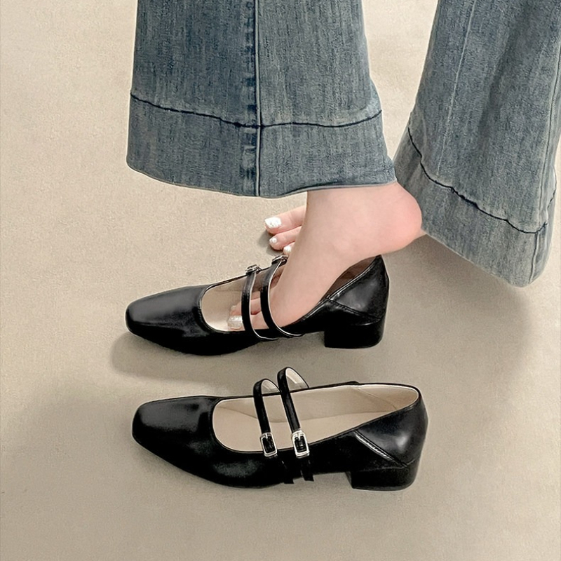 Square Toe Low Heel Women Silv - Women Shoes With Heels ulasan dan harga