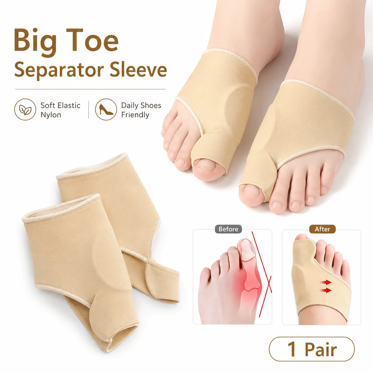 Big Toe Separator Sleeve Bunio - Women'S Shoes With Bunions ulasan dan harga